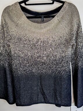 White House Black Market Gold-to-Black Ombre Crewneck Lightweight Sweater SMALL